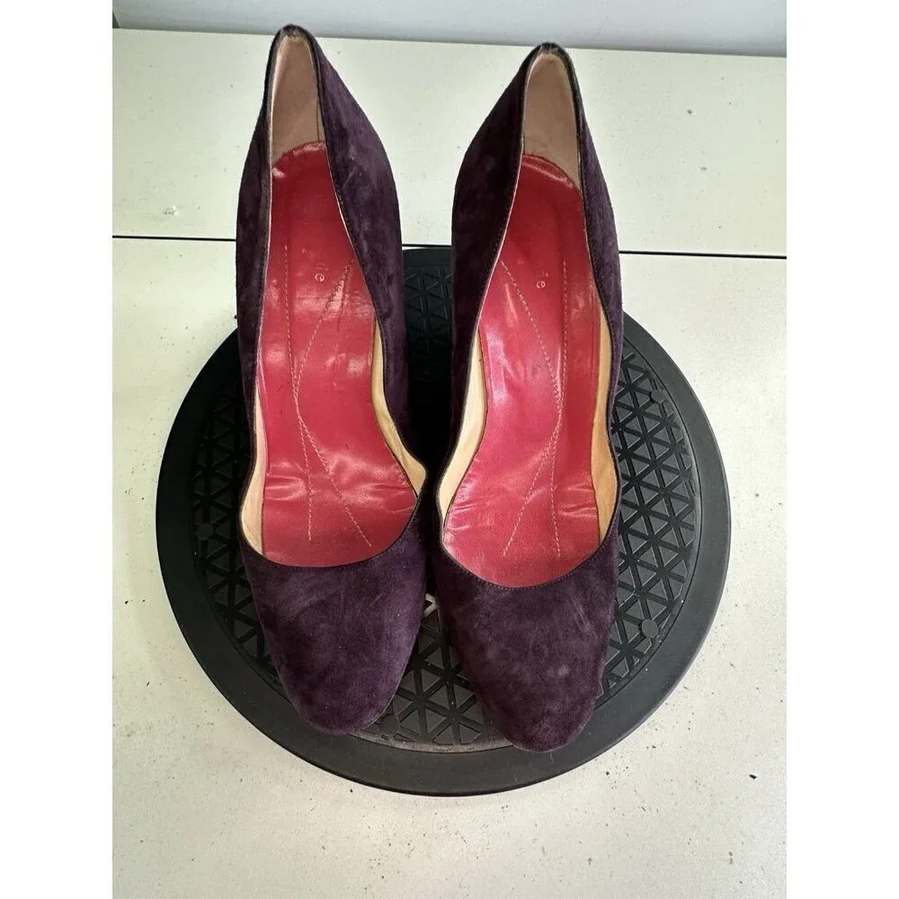 KATE SPADE Purple Suede Wedges  with Signature Pink Interior Size 9 B